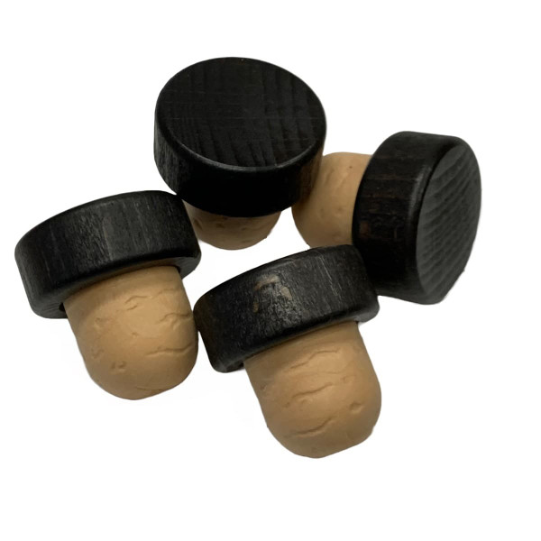 wood top cork stopper with look alike synthetic cork stem